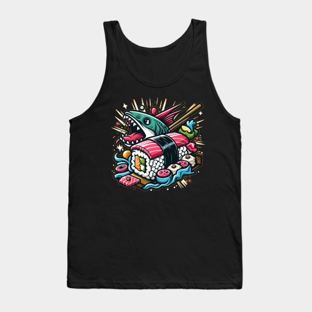 Sushi Shark! Funny Sushi Lover Tank Top by CP6Design